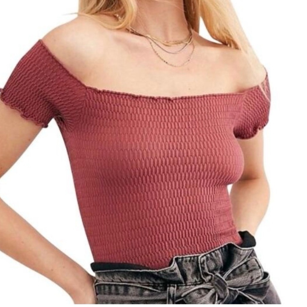 Free People Moulin‎ Rouched Mauve Short Sleeve | Size XS/S